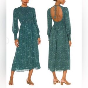 Madewell Crinkle Georgette Lucie Tie-Back Midi Dress in Woodland Floral